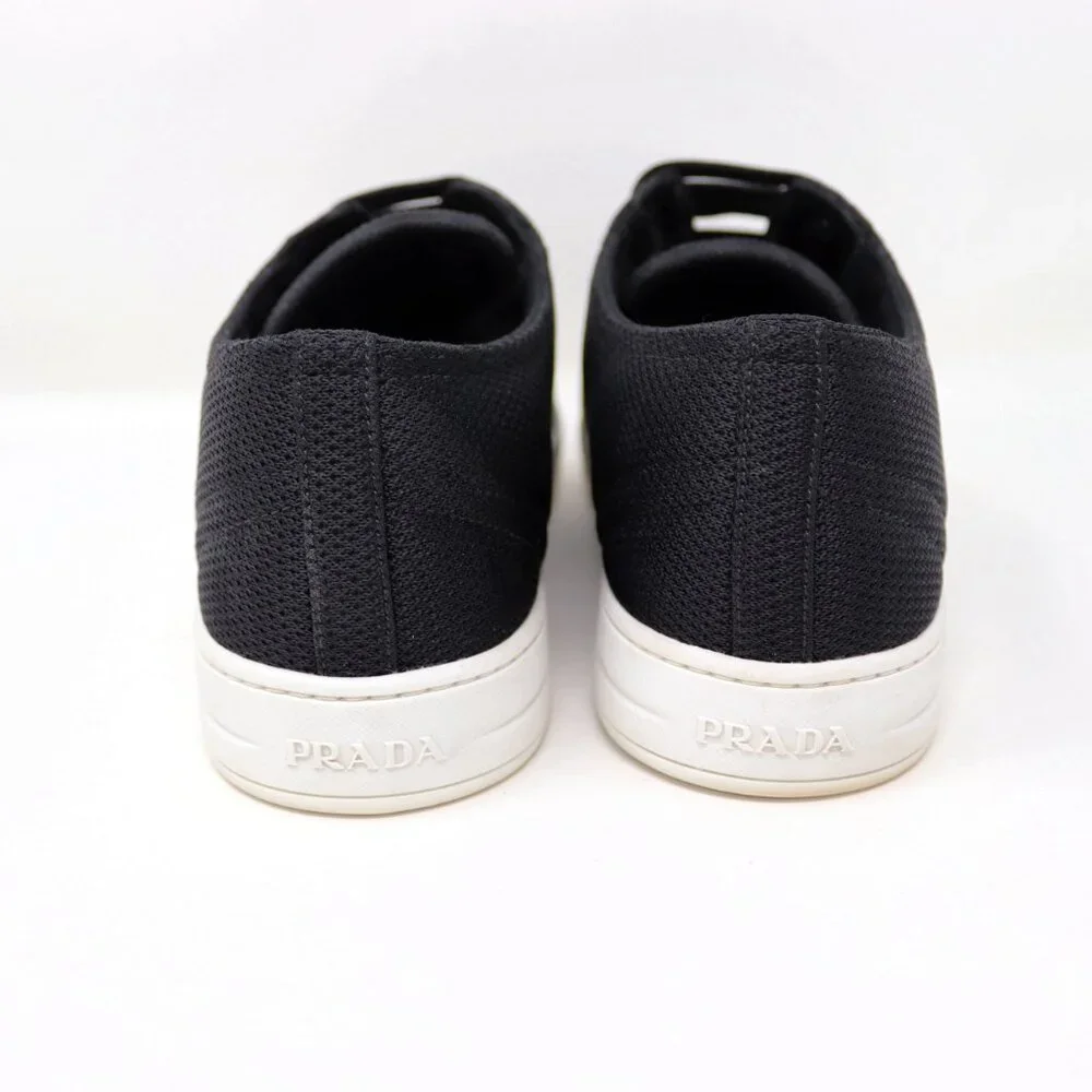 Prada 41 Black Sneaker Mesh Knit Fabric 3E6187 - Picture 8 of 12